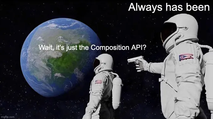 A meme of two astronauts. One astronaut is distracted by the Earth as another aims a pistol at his head
