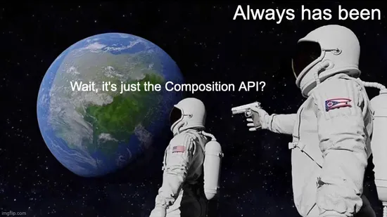 A meme of two astronauts. One astronaut is distracted by the Earth as another aims a pistol at his head